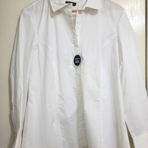 George Women's Modern Fit L/S Button Down Shirt, White, Size XL-16/18